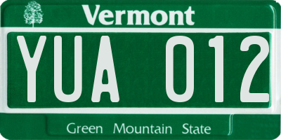 VT license plate YUA012