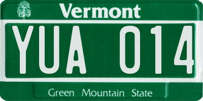 VT license plate YUA014