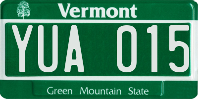 VT license plate YUA015