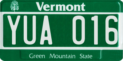 VT license plate YUA016