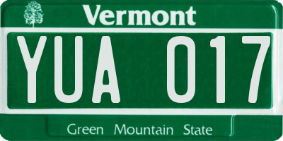 VT license plate YUA017