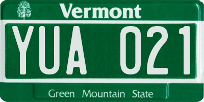 VT license plate YUA021