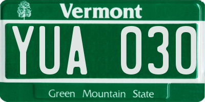 VT license plate YUA030