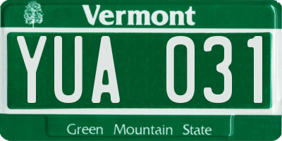VT license plate YUA031