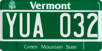 VT license plate YUA032