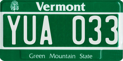 VT license plate YUA033