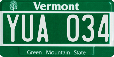 VT license plate YUA034