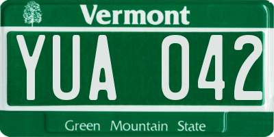 VT license plate YUA042