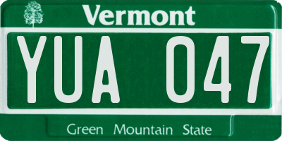 VT license plate YUA047