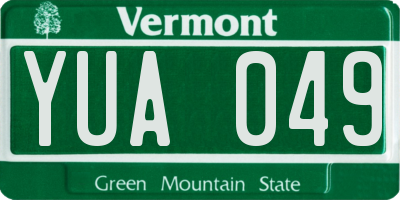 VT license plate YUA049