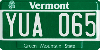 VT license plate YUA065