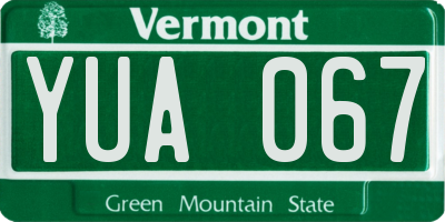 VT license plate YUA067