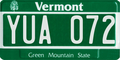VT license plate YUA072