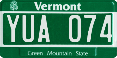 VT license plate YUA074
