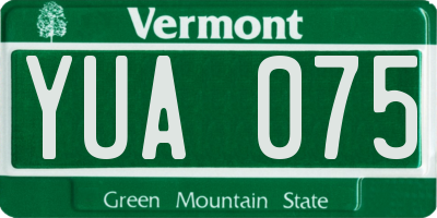 VT license plate YUA075