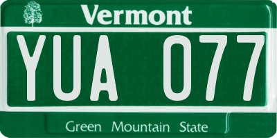 VT license plate YUA077