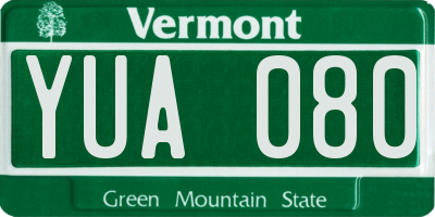 VT license plate YUA080