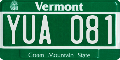 VT license plate YUA081