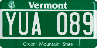 VT license plate YUA089