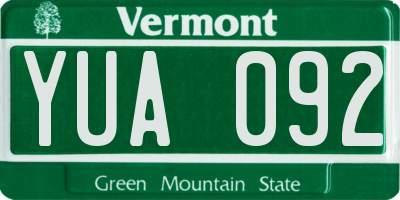VT license plate YUA092