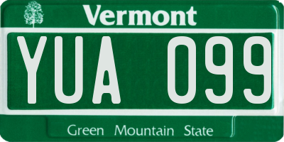 VT license plate YUA099