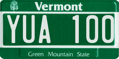 VT license plate YUA100