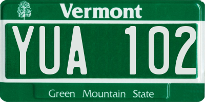 VT license plate YUA102