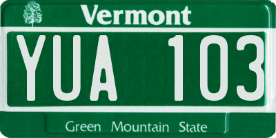 VT license plate YUA103