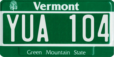 VT license plate YUA104