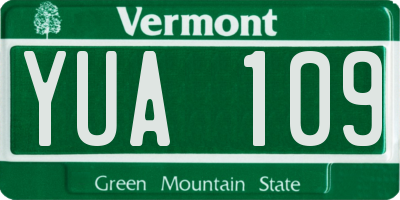 VT license plate YUA109