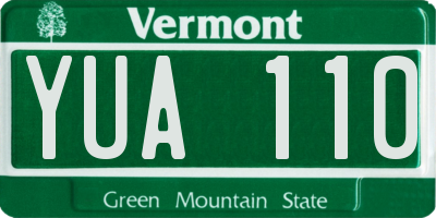 VT license plate YUA110