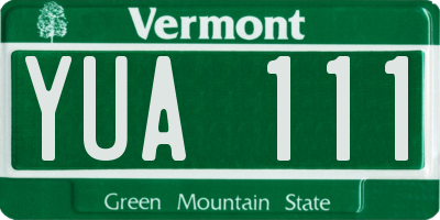 VT license plate YUA111