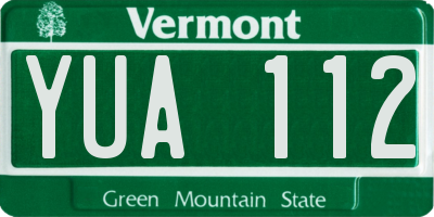 VT license plate YUA112