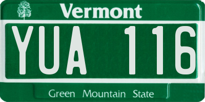 VT license plate YUA116