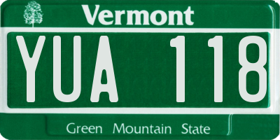 VT license plate YUA118