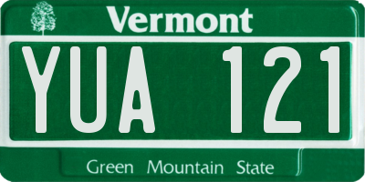 VT license plate YUA121