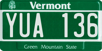 VT license plate YUA136