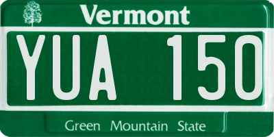 VT license plate YUA150
