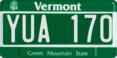 VT license plate YUA170