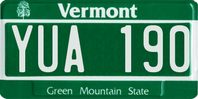 VT license plate YUA190