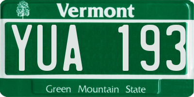 VT license plate YUA193