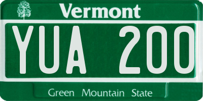 VT license plate YUA200