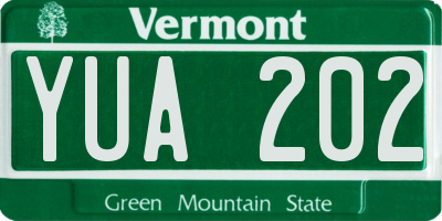 VT license plate YUA202