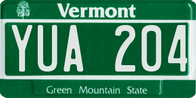 VT license plate YUA204