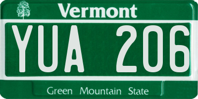VT license plate YUA206