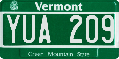 VT license plate YUA209