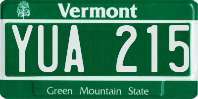 VT license plate YUA215