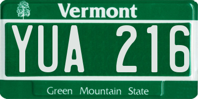 VT license plate YUA216