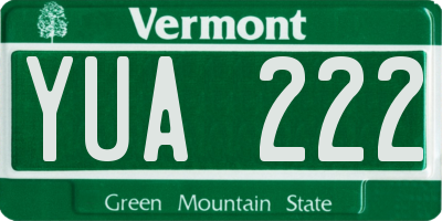 VT license plate YUA222