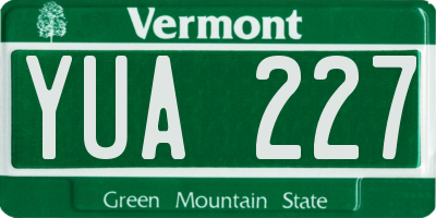 VT license plate YUA227